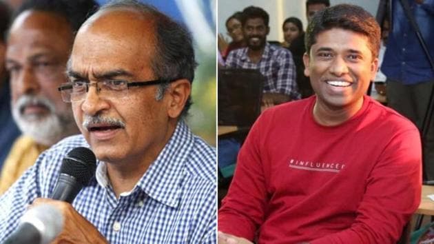 The FIR against Prashant Bhushan and Kannan Gopinathan was registered at Bhaktinagar police station of Rajkot city on Sunday evening.(Photo: Hindustan Times (L) and Twitter (R))