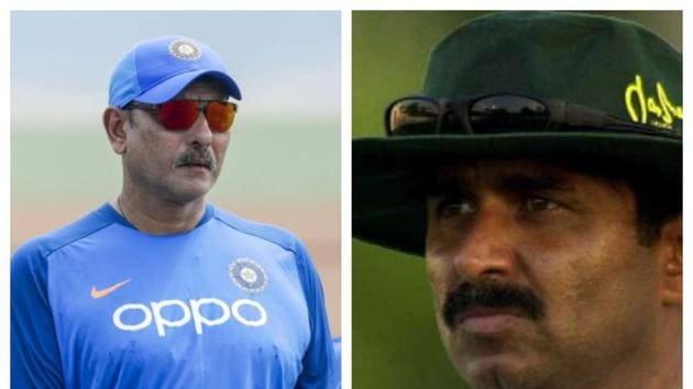 File image of Ravi Shastri and Javed Miandad.(HT Collage)