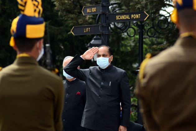 Chief minister Jai Ram Thakur during the Himachal Day event on The Ridge on Wednesday. (DEEPAK SANSTA/HT) Chief minister Jai Ram Thakur during the Himachal Day event on The Ridge on Wednesday. (DEEPAK SANSTA/HT)