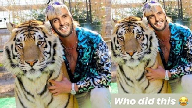 Ranveer Singh has shared a photoshopped image of himself as Joe Exotic from Netlix series Tiger King.