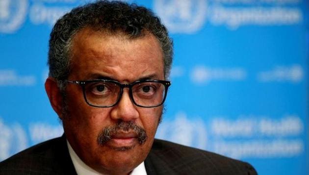 Director General of the World Health Organization (WHO) Tedros Adhanom Ghebreyesus attends a news conference on the situation of the coronavirus (COVID-2019), in Geneva. (REUTERS)