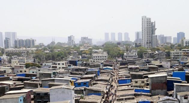 Aerial view of Dharavi which has been identified as the containment zone during the nationwide Covid-19 lockdown in Mumbai on Tuesday. (ANI file photo) Aerial view of Dharavi which has been identified as the containment zone during the nationwide Covid-19 lockdown in Mumbai on Tuesday. (ANI file photo)