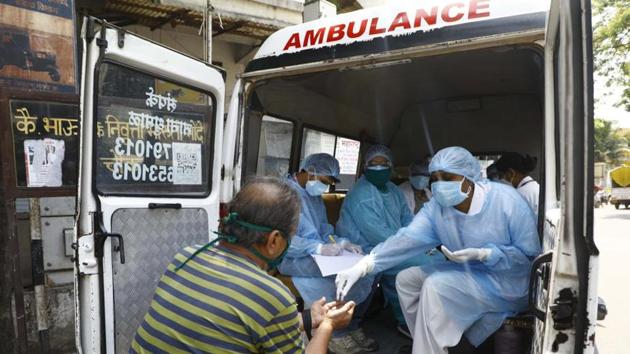 The newborn’s father Sohail Khan (27), supplies medicines and medical equipment to hospitals in an ambulance in Jhalawar and nowadays continuously wears a PPE kit. (Image used for representation). (HT PHOTO.) The newborn’s father Sohail Khan (27), supplies medicines and medical equipment to hospitals in an ambulance in Jhalawar and nowadays continuously wears a PPE kit. (Image used for representation). (HT PHOTO.)