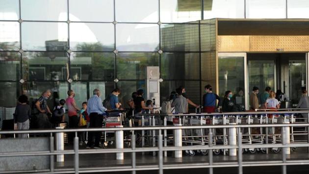 The Mumbai airport has put up a stringent screening process right from the time passengers enter the airport to the time they board their flight, and the same process has been implemented for the arriving passengers as well. (ANI file photo) The Mumbai airport has put up a stringent screening process right from the time passengers enter the airport to the time they board their flight, and the same process has been implemented for the arriving passengers as well. (ANI file photo)