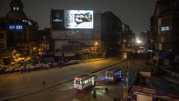 A quiet evening at Ataba market, normally one of Cairo’s busiest centres during the day, which was shut down due to the outbreak. (Nariman El-Mofty / AP) A quiet evening at Ataba market, normally one of Cairo’s busiest centres during the day, which was shut down due to the outbreak. (Nariman El-Mofty / AP)