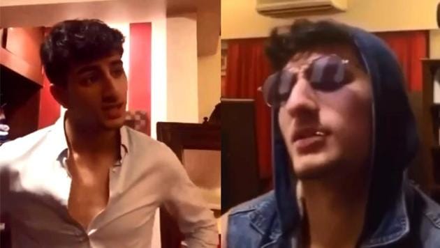 Ibrahim Ali Khan is seen in two different looks in the TikTok video.