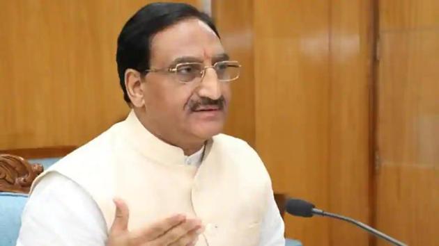 Union Human Resource Development Minister Ramesh Pokhriyal ‘Nishank’.(HT file) Union Human Resource Development Minister Ramesh Pokhriyal ‘Nishank’.(HT file)