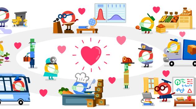 In a statement on their website, Google wrote, “This week, we’re beginning a series of Doodles to recognize the many people responding to COVID-19....”(All images: Google) In a statement on their website, Google wrote, “This week, we’re beginning a series of Doodles to recognize the many people responding to COVID-19....”(All images: Google)