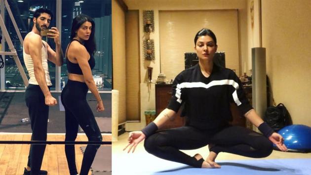Sushmita Sen attempted a tough yoga pose on being challenged by boyfriend Rohman Shawl.