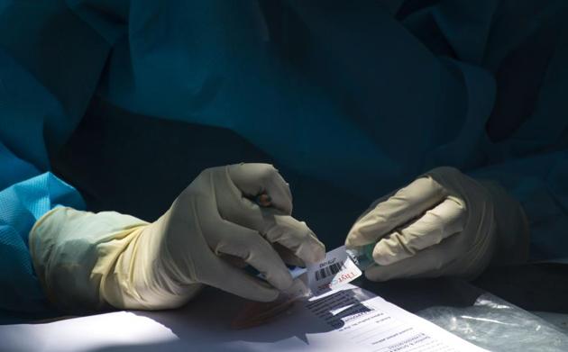 Out of five positive cases in Budaun, four patients are undergoing treatment in Bareilly’s Covid-19 level 1 hospital; the fifth patient will be shifted soon. (Pratik Chorge/HT Photo) Out of five positive cases in Budaun, four patients are undergoing treatment in Bareilly’s Covid-19 level 1 hospital; the fifth patient will be shifted soon. (Pratik Chorge/HT Photo)