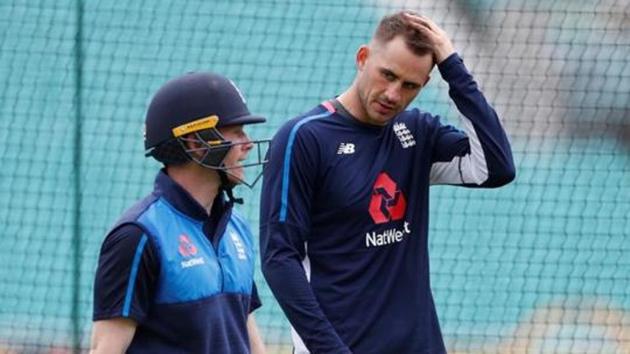 England's Eoin Morgan and Alex Hales during nets.(Action Images via Reuters)