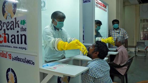Moreover, 250 kiosks will be set up in the state to collect saliva samples of a person with Covid-19 symptoms. Such kiosks will be launched one-by-one in taluks of the state.(Reuters file photo. Representative image)