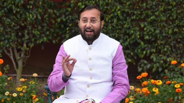 Union Minister of Information and Broadcasting Prakash Javadekar(Mohd Zakir/HT PHOTO)