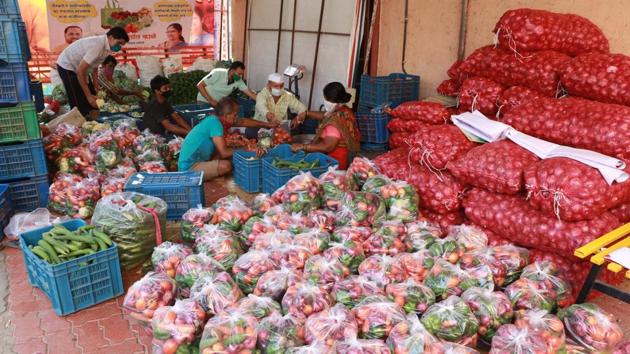 The packet has around 12 types of vegetables, including onion, tomato, carrot, beetroot, coriander leaves and cauliflower. (Rishikesh Choudhary/HT photo) The packet has around 12 types of vegetables, including onion, tomato, carrot, beetroot, coriander leaves and cauliflower. (Rishikesh Choudhary/HT photo)
