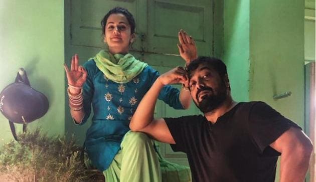 Taapsee Pannu and Anurag Kashyap on sets of Manmarziyaan.