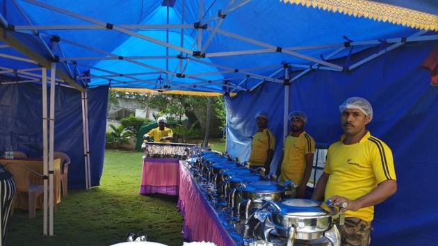 Caterers lined up to feed the extras on a film set (Photo Credit: Rahul Kumar Sahoo) Caterers lined up to feed the extras on a film set (Photo Credit: Rahul Kumar Sahoo)