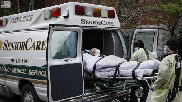 A patient is loaded into an ambulance by emergency medical workers outside Cobble Hill Health Center, Friday, April 17, 2020, in the Brooklyn borough of New York. The despair wrought on nursing homes by the coronavirus was laid bare Friday in a state survey identifying numerous New York facilities where multiple patients have died. (AP) A patient is loaded into an ambulance by emergency medical workers outside Cobble Hill Health Center, Friday, April 17, 2020, in the Brooklyn borough of New York. The despair wrought on nursing homes by the coronavirus was laid bare Friday in a state survey identifying numerous New York facilities where multiple patients have died. (AP)