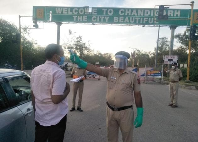 chandigarh police in full force 