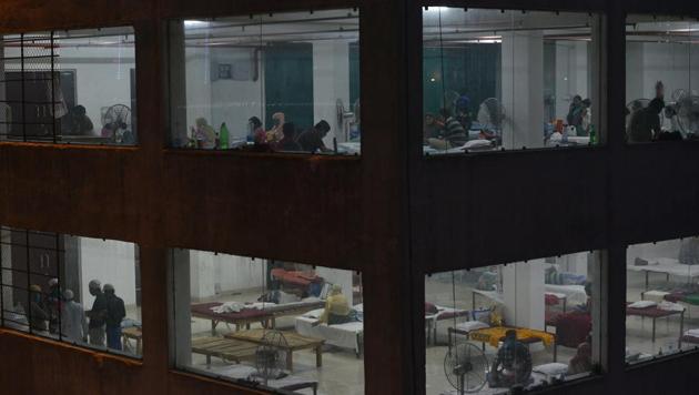 A view inside the Covid-19 quarantine centre near Eastern Metropolitan Bypass, China Town, in Kolkata, West Bengal, on Saturday, April 18, 2020.(Samir Jana / HT Photo)