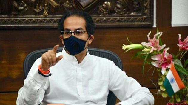 Maharashtra CM Uddhav Thackeray wears a mask while interacting with Prime Minister Narendra Modi over Covid-19 crisis via video-conferencing, in Mumbai last week.(ANI Photo)