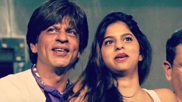 Shah Rukh Khan watches a Kolkata Knight Riders match with daughter Suhana.