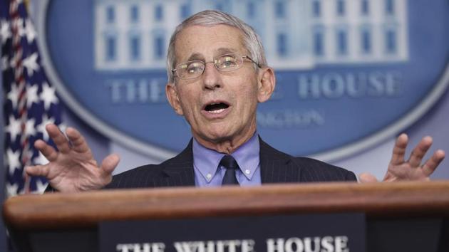 Anthony Fauci, director of the National Institute of Allergy and Infectious Diseases, speaks during a news conference at the White House in Washington. (Bloomberg) Anthony Fauci, director of the National Institute of Allergy and Infectious Diseases, speaks during a news conference at the White House in Washington. (Bloomberg)