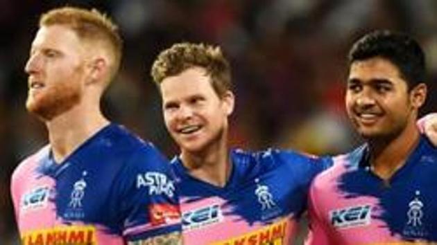 Rajasthan Royals cricketer Steve Smith (2nd L) celebrates with his teammates (AFP) Rajasthan Royals cricketer Steve Smith (2nd L) celebrates with his teammates (AFP)