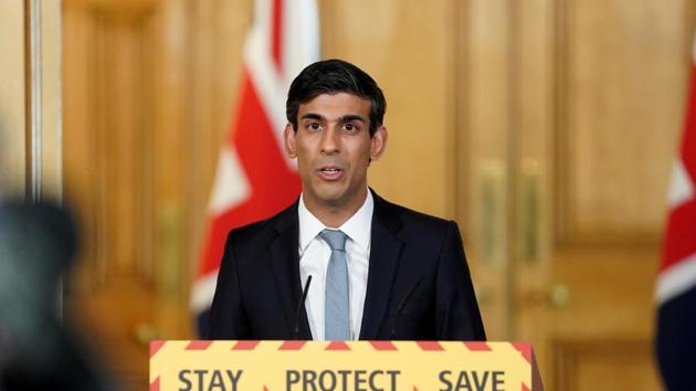 Chancellor Rishi Sunak speaks during a daily news conference on the coronavirus disease (COVID-19) outbreak, at 10 Downing Street in London. (via REUTERS) Chancellor Rishi Sunak speaks during a daily news conference on the coronavirus disease (COVID-19) outbreak, at 10 Downing Street in London. (via REUTERS)