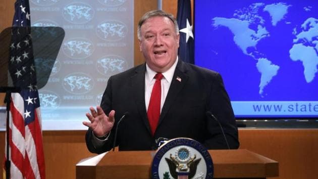 U.S. Secretary of State Mike Pompeo addresses a news conference at the State Department in Washington, U.S.(REUTERS)