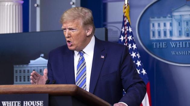 US President Donald Trump speaks during a news conference at the White House in Washington DC, on Sunday, April 19, 2020.(Bloomberg)