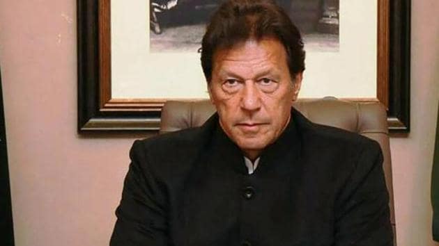 File photo of Pakistan's Prime Minister Imran Khan delivering a statement in 2019.(PTI Photo)