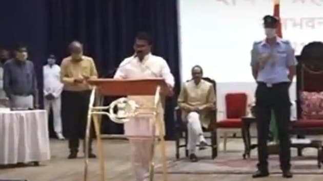 Narottam Mishra, Tulsi Silavat, Kamal Patel, Govind Singh Rajput and Meena Singh took the oath of office as Chouhan kept the size of his cabinet small on expected lines. (Video grab) Narottam Mishra, Tulsi Silavat, Kamal Patel, Govind Singh Rajput and Meena Singh took the oath of office as Chouhan kept the size of his cabinet small on expected lines. (Video grab)