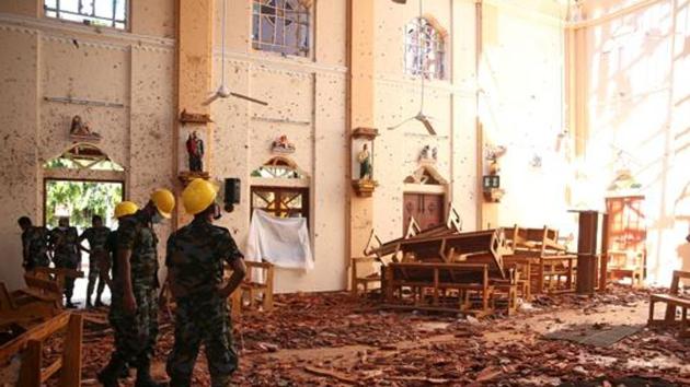 A view of the damage at St. Sebastian Catholic Church, after bomb blasts ripped through churches and luxury hotels on Easter, in Negambo.(REUTERS)