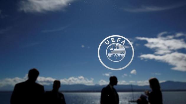 General view of the UEFA logo before the draw.(REUTERS) General view of the UEFA logo before the draw.(REUTERS)