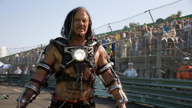 Mickey Rourke as Whiplash in a still from Iron Man 2.