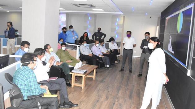 IMCT at PMc on Tuesday. Tasked with undertaking an assessment of ‘compliance and implementation’ of lockdown measures as per guidelines issued under the Disaster Management Act, 2005, the team took a comprehensive review of the district administration’s response to the coronavirus pandemic in the city. (HT PHOTO) IMCT at PMc on Tuesday. Tasked with undertaking an assessment of ‘compliance and implementation’ of lockdown measures as per guidelines issued under the Disaster Management Act, 2005, the team took a comprehensive review of the district administration’s response to the coronavirus pandemic in the city. (HT PHOTO)