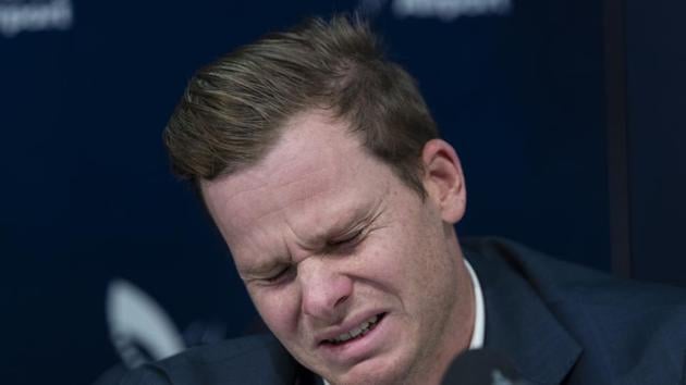 An emotional Steve Smith, the former Australian Test Cricket Captain, fronts the media at Sydney International Airport on March 29, 2018 in Sydney, Australia. Steve Smith, David Warner and Cameron Bancroft were flown back to Australia following investigations into alleged ball tampering in South Africa. (Getty Images) An emotional Steve Smith, the former Australian Test Cricket Captain, fronts the media at Sydney International Airport on March 29, 2018 in Sydney, Australia. Steve Smith, David Warner and Cameron Bancroft were flown back to Australia following investigations into alleged ball tampering in South Africa. (Getty Images)