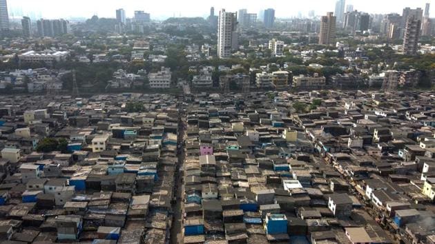 Aerial view of Asia's largest slum Dharavi in Mumbai, India, on Wednesday, April 8, 2020.(Pratik Chorge/HT Photo)