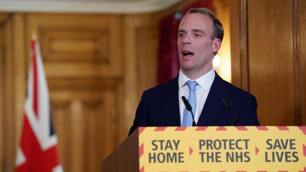 Britain's Foreign Secretary Dominic Raab speaks as he holds a COVID-19 Digital Press Conference at 10 Downing Street in London, Britain April 6, 2020. (via REUTERS) Britain's Foreign Secretary Dominic Raab speaks as he holds a COVID-19 Digital Press Conference at 10 Downing Street in London, Britain April 6, 2020. (via REUTERS)
