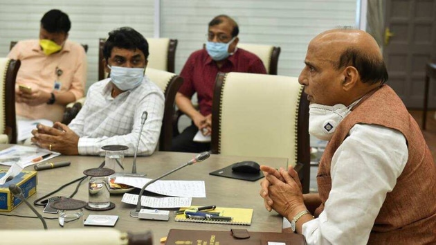 Defence Minister Rajnath Singh launches Covid-19 transportable testing lab developed by DRDO via video conferencing in New Delhi on April 23, 2020. (PTI) Defence Minister Rajnath Singh launches Covid-19 transportable testing lab developed by DRDO via video conferencing in New Delhi on April 23, 2020. (PTI)