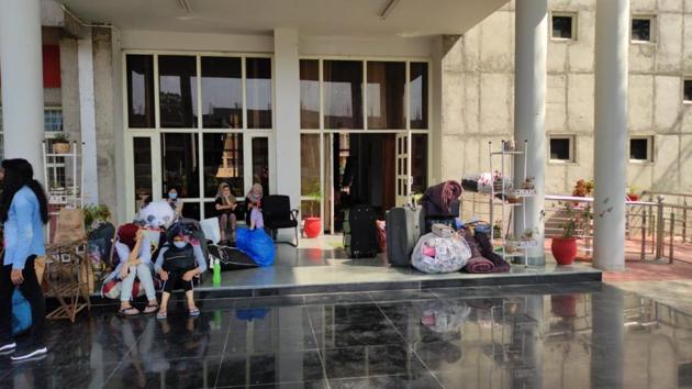 Around 16 students, some foreigners, have started vacating their rooms in the four hostels for shifting to the girls’ hostels on the Sector 14 campus.(HT Photo)
