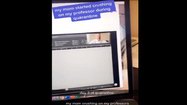 A virtual date was set up by the daughter with her mom and the professor.(TikTok/@Aly_Oliverr)