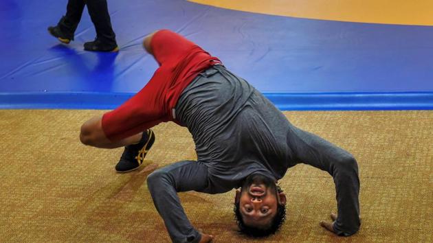 Most top wrestlers such as Bajrang Punia (in pic) have extensive training facilities at home.(PTI file photo)