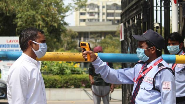 The RWA has put in place a stringent screening process and ensures that residents step out only for essential services. (Yogendra Kumar/HT photo. Representative image) The RWA has put in place a stringent screening process and ensures that residents step out only for essential services. (Yogendra Kumar/HT photo. Representative image)
