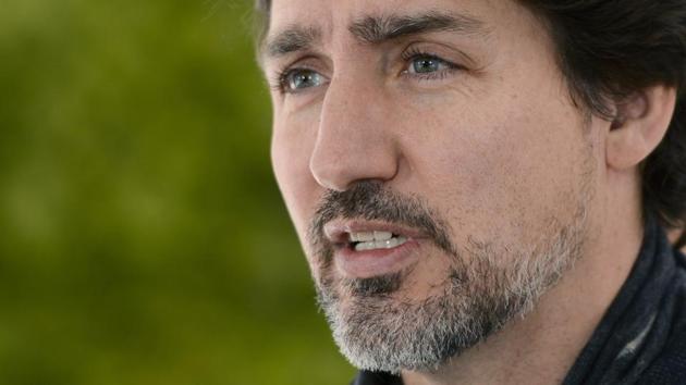 Canada's Prime Minister Justin Trudeau addresses Canadians on the Covid-19 pandemic from Rideau Cottage in Ottawa, Ontario, on Wednesday.(AP File Photo)