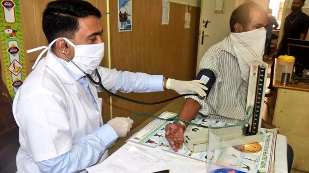 Goa Chief Minister Pramod Sawant at the government run Asilo Hospital in North Goa District . (HT photo) Goa Chief Minister Pramod Sawant at the government run Asilo Hospital in North Goa District . (HT photo)