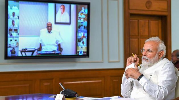 PM Narendra Modi interacts with floor leaders of the opposition and other parties in Parliament, to discuss on COVID-19 pandemic and the government's efforts to contain the fast-spreading virus in the country, via video conference, in New Delhi, Wednesday, April 8, 2020.(PTI/ File photo)