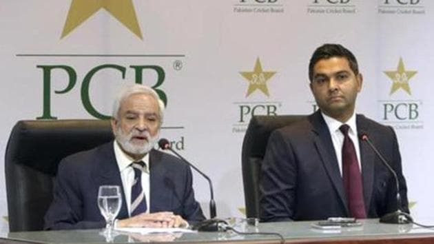 Pakistan Cricket Board's new managing director Wasim Khan, right, looks on during a press conference. (AP) Pakistan Cricket Board's new managing director Wasim Khan, right, looks on during a press conference. (AP)