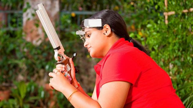 The coronavirus lockdown restrictions have left shooter Rahi Sarnobat to follow dry fire practice and focus on physical and mental training at her home in Kolhapur. (HT PHOTO) The coronavirus lockdown restrictions have left shooter Rahi Sarnobat to follow dry fire practice and focus on physical and mental training at her home in Kolhapur. (HT PHOTO)