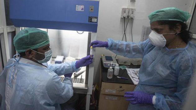From 200 tests in the first week of April to 889 tests as of Thursday, the Pune district administration has attributed the high rise in the number of positive cases to more testing of suspected people in high risk areas. (Pratham Gokhale/HT Photo) From 200 tests in the first week of April to 889 tests as of Thursday, the Pune district administration has attributed the high rise in the number of positive cases to more testing of suspected people in high risk areas. (Pratham Gokhale/HT Photo)